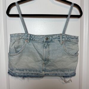 Zara Light Blue Denim Crop Top